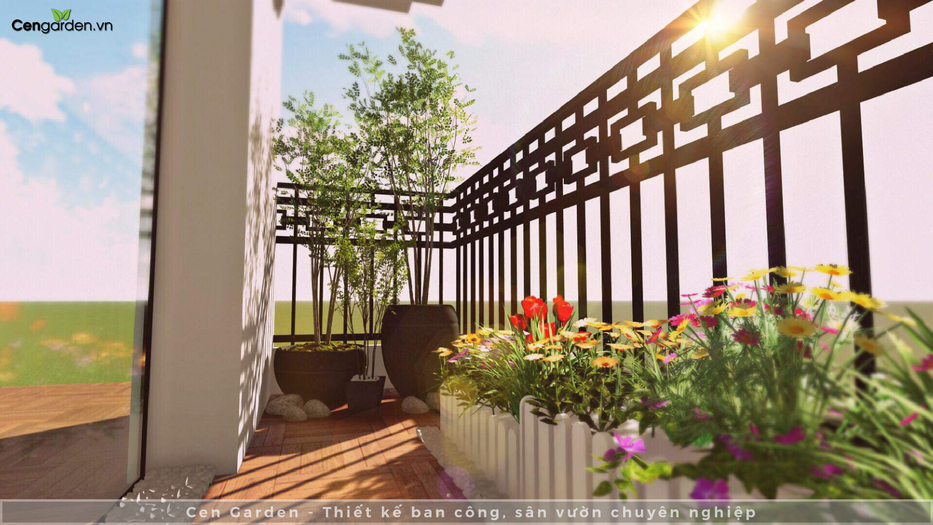 Thiết kế ban công 3D đẹp mắt