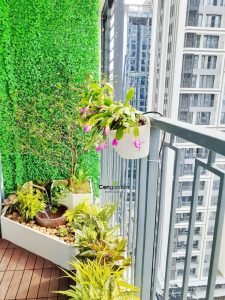 trang trí ban công mảng tường giả