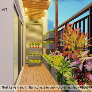 Ảnh thiết kế 3D ban công 136 Hồ tùng Mậu Duplex