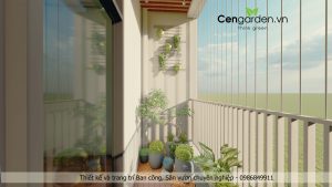 Ảnh thiết kế 3D ban công tại Kosmo Tây Hồ