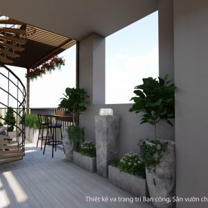Ảnh thiết kế 3D ban công nhà anh Lê Diên Hạnh