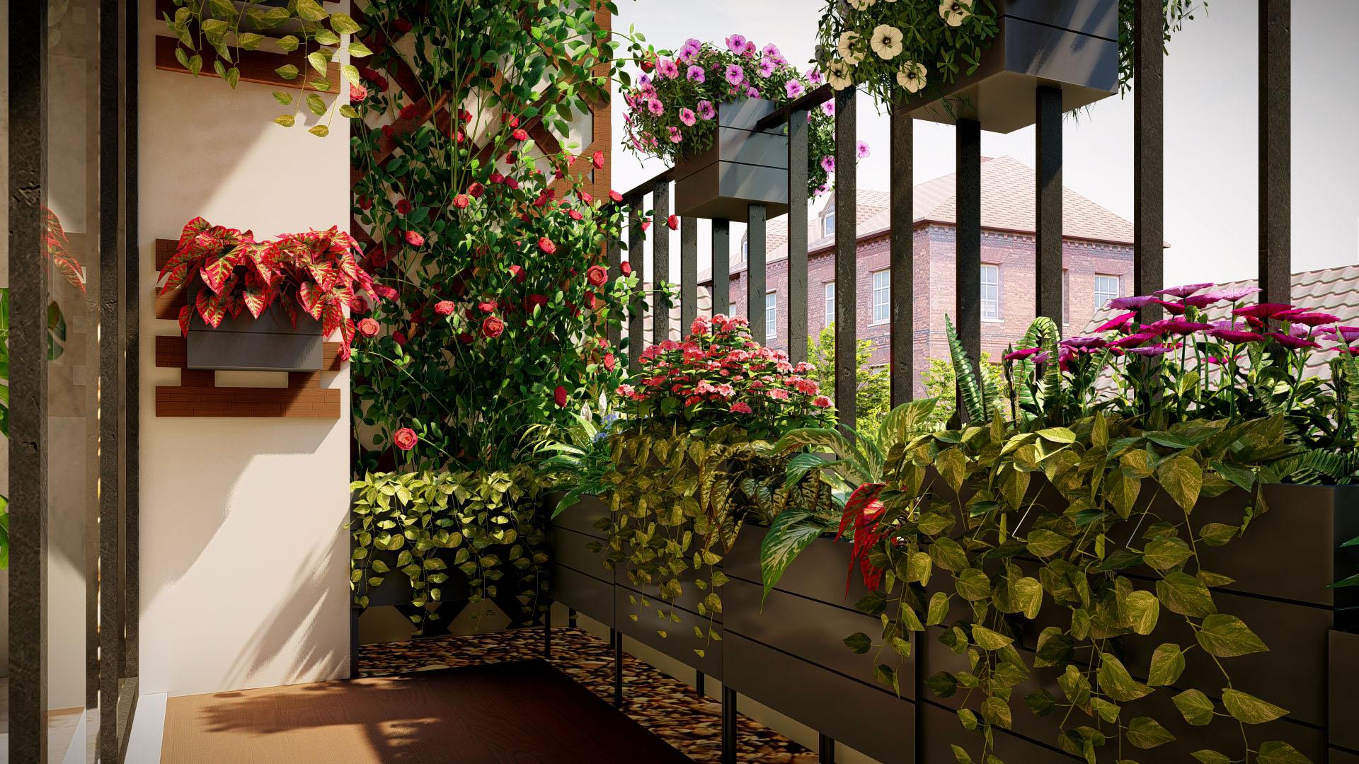 Ảnh thiết kế 3D ban công Ngoại Giao Đoàn