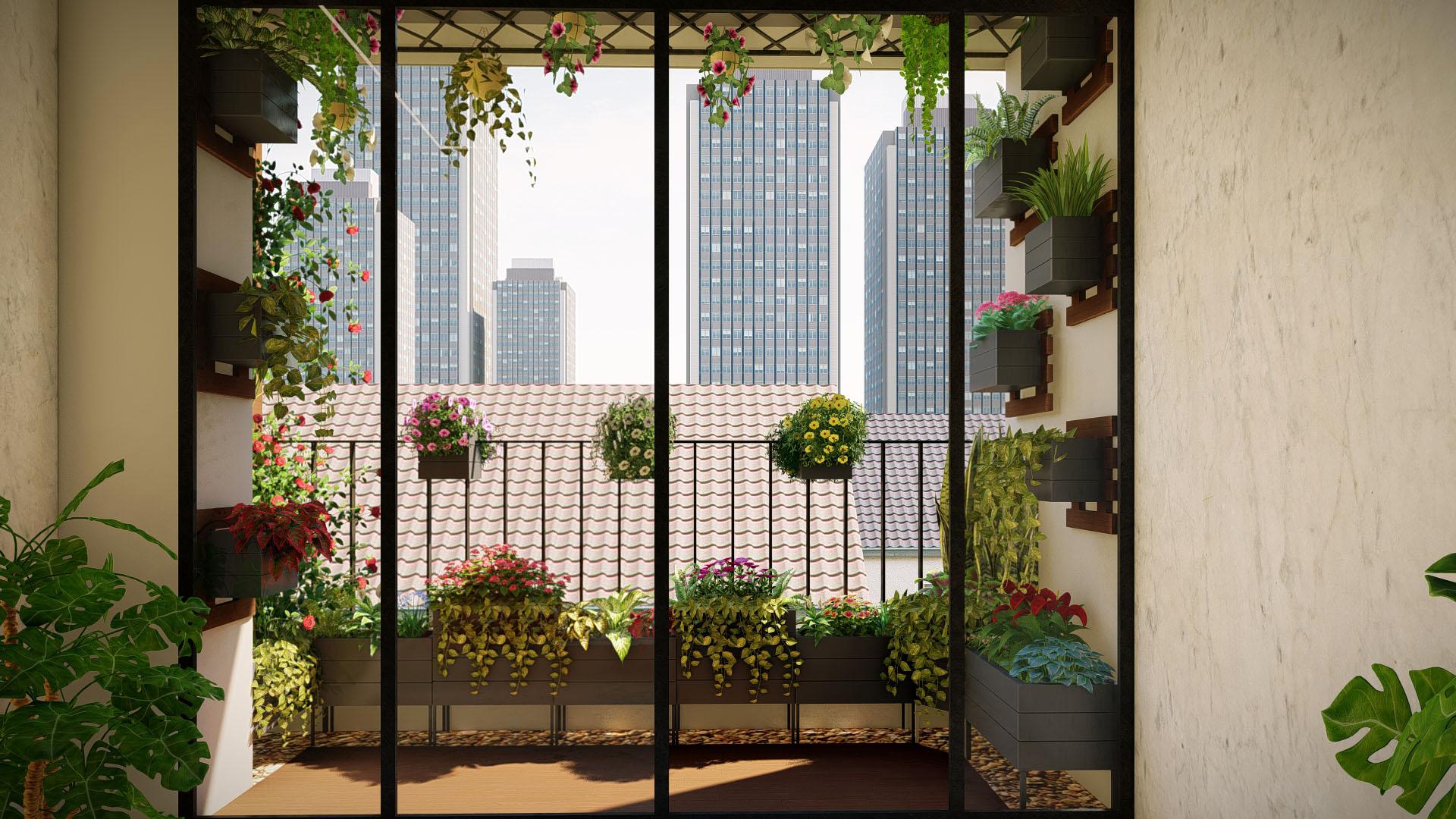 Ảnh thiết kế 3D ban công Ngoại Giao Đoàn