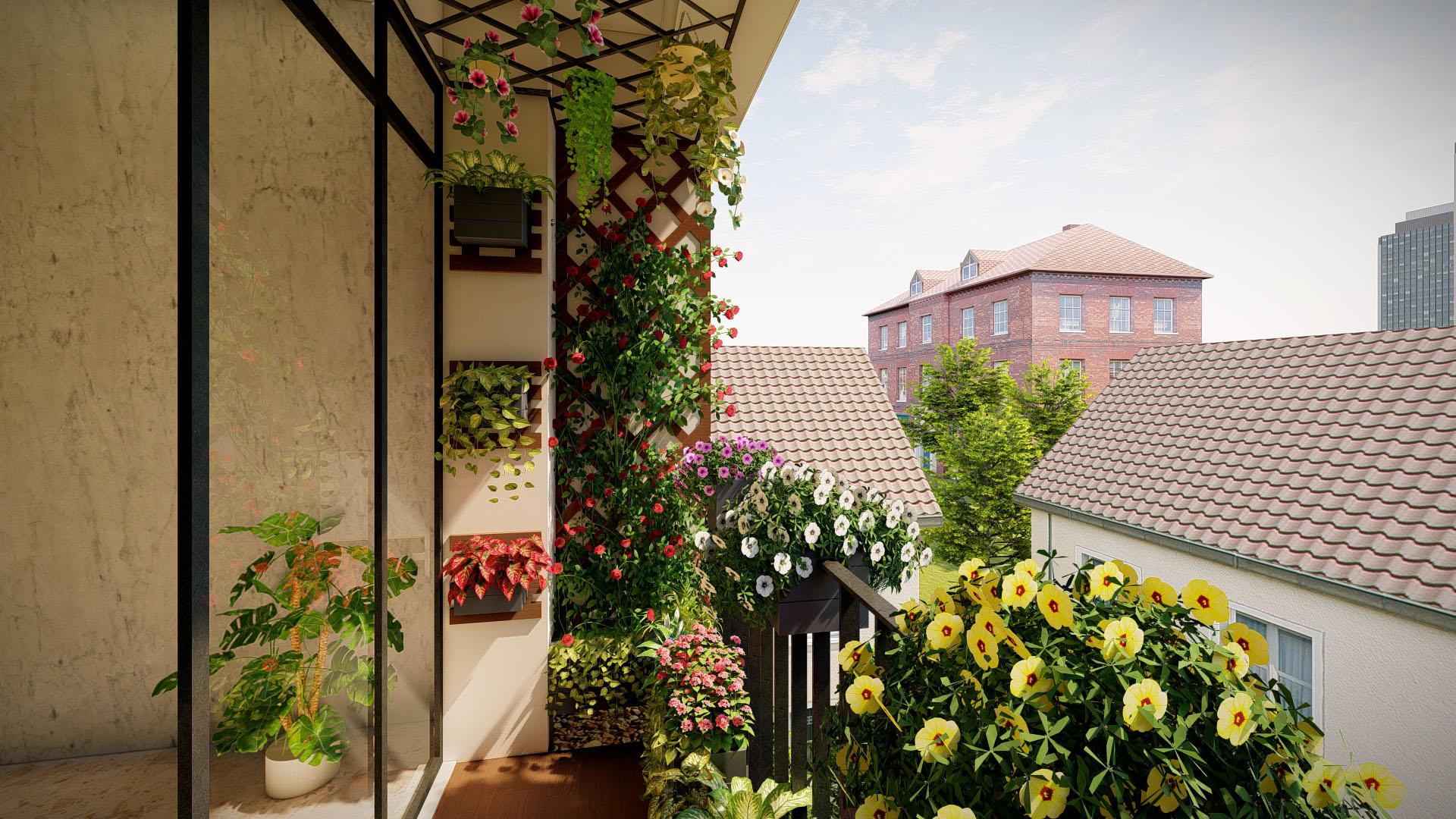 Ảnh thiết kế 3D ban công Ngoại Giao Đoàn