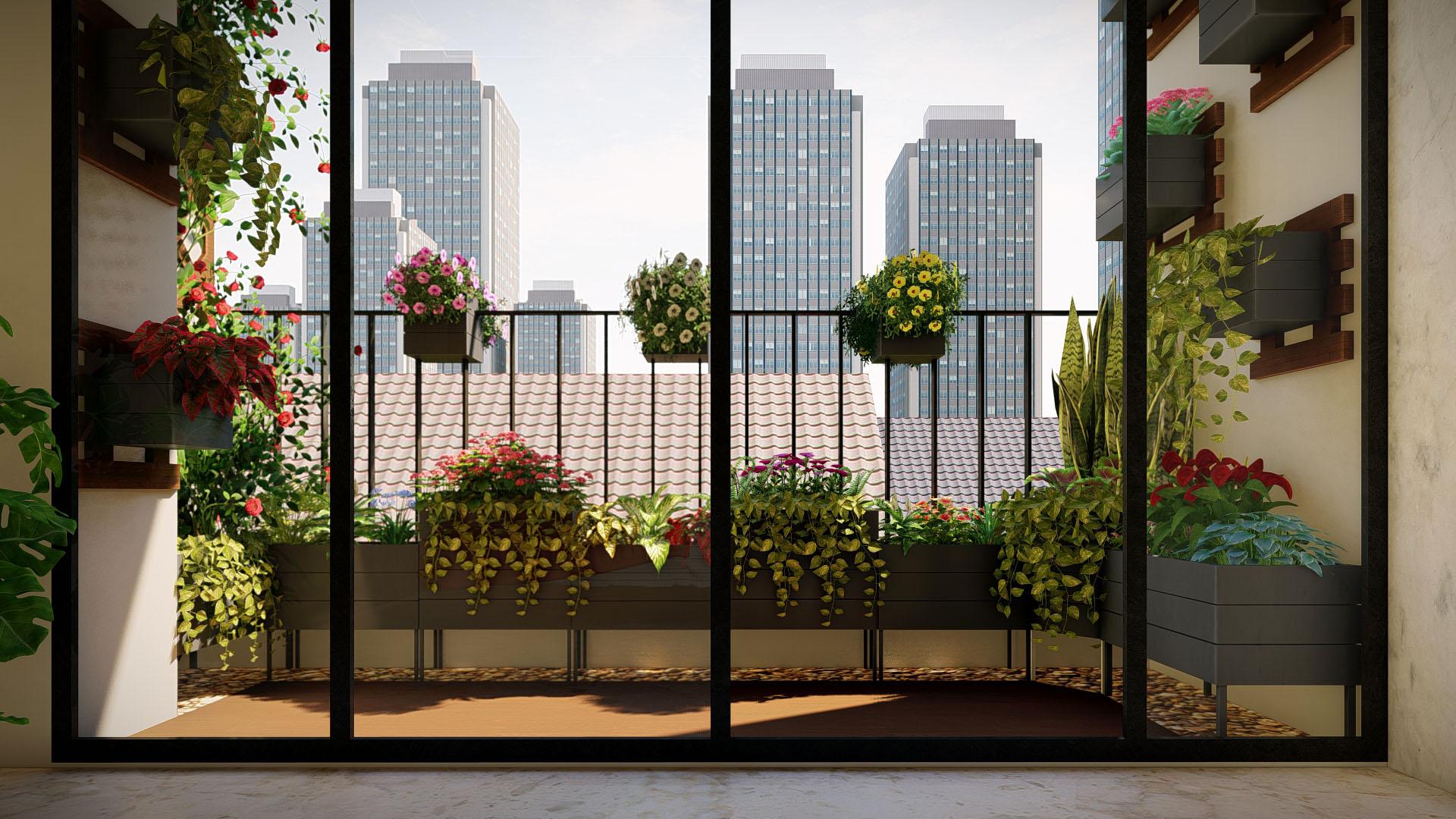 Ảnh thiết kế 3D ban công Ngoại Giao Đoàn