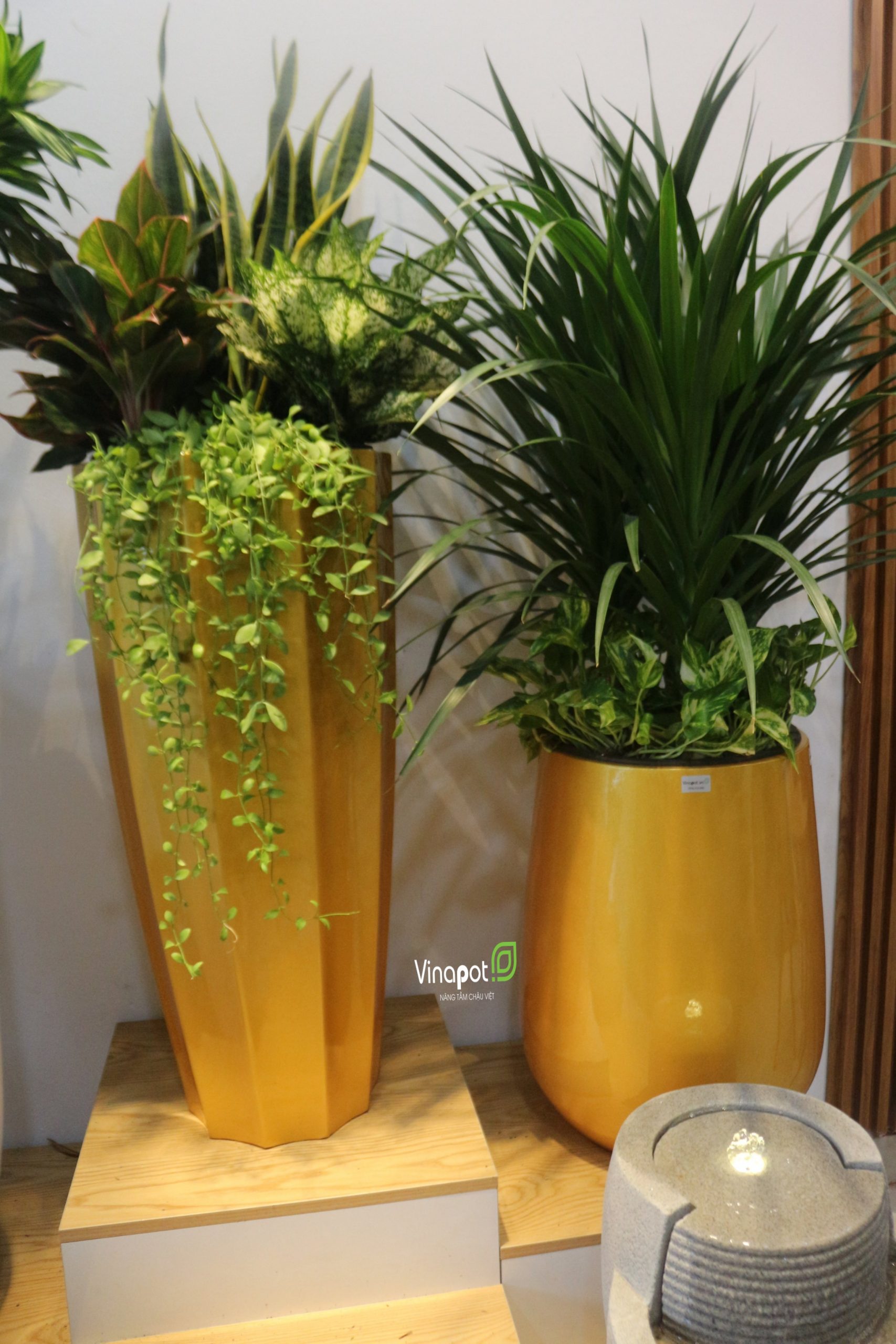 Chậu Composite cao cấp Garnet Gold Tự Tưới ROS