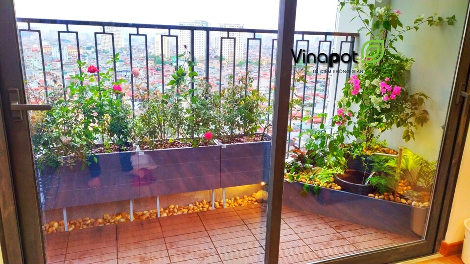 Chậu gỗ nhựa cao cấp Picowood kẻ chỉ