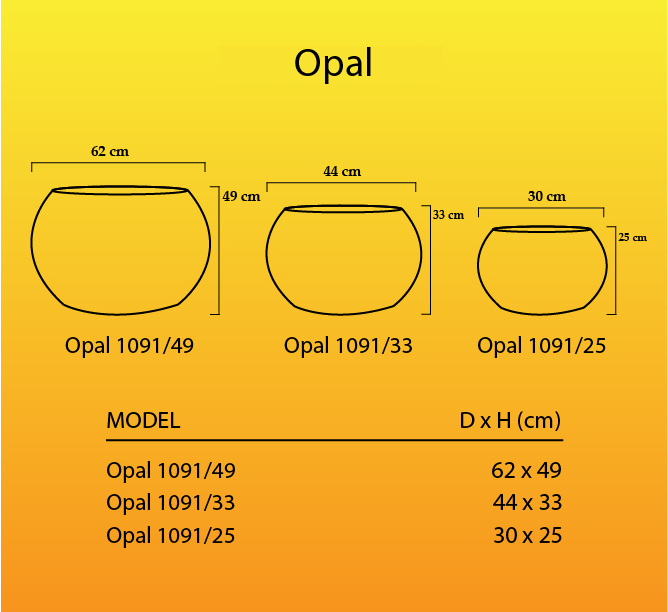 Kích thước chậu Opal