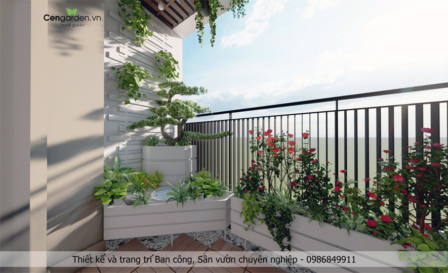 Thiết kế ban công 3D tại biệt thự Ocean Park